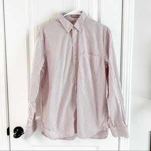 Club Monoco Pink and Gray Striped Long Sleeve Button Down Size Large